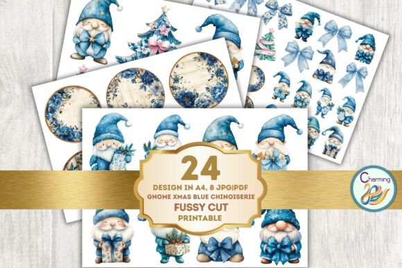 Download Fussy Cut: Blue Chinoiserie Christmas - Fussy cut Collection