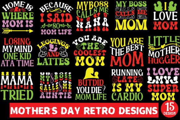 Download Mother’s Day Retro Designs Bundle - Retro designs Collection