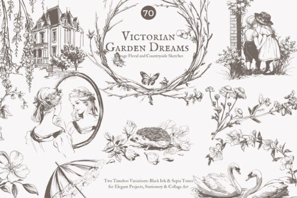Download Vintage Clipart - Victorian Sketch Set - Premium Resources