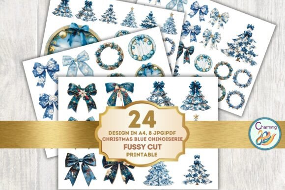 Download Fussy Cut: Blue Chinoiserie Christmas - Fussy cut Collection